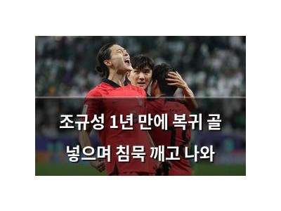 조규성 1년 만에 복귀 골 넣으며 침묵 깨고 나와