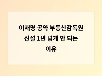 이재명 정부 부동산감독원 신설 1년째 미진한 이유