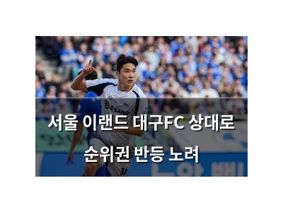 서울 이랜드 대구FC 상대로 순위권 반등 노려