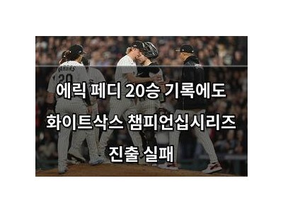 에릭 페디 20승 기록에도 화이트삭스 챔피언십시리즈 진출 실패